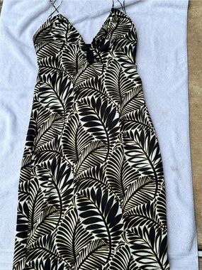 Christian Lacroix Black and Cream Leaf-Print Drawstring Skirt